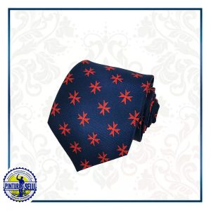 Corbata Cruz de Malta Azul Marino Detalles Rojo