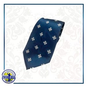 Corbata Cruz de Jerusalen Azul marino detalles blanco