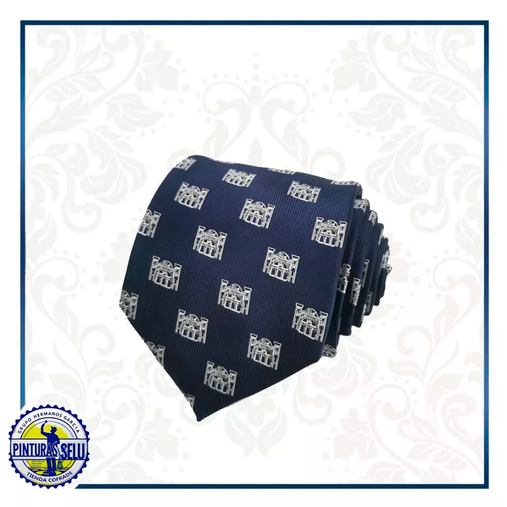 Corbata Portada de la Feria Azul Marino con Detalles en Blanco