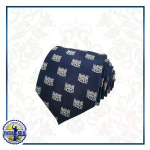 Corbata Portada de la Feria Azul Marino con Detalles en Blanco