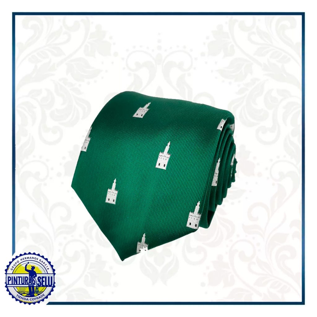 Corbata Torre del oro verde con detalles en blanco