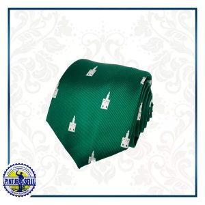 Corbata Torre del oro verde con detalles en blanco