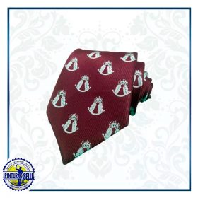 Corbata Virgen del Rocio Burdeos detalles en blanco