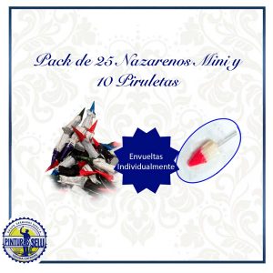 Pack 25 Mini Nazarenos y 10 piruletas Cofrades