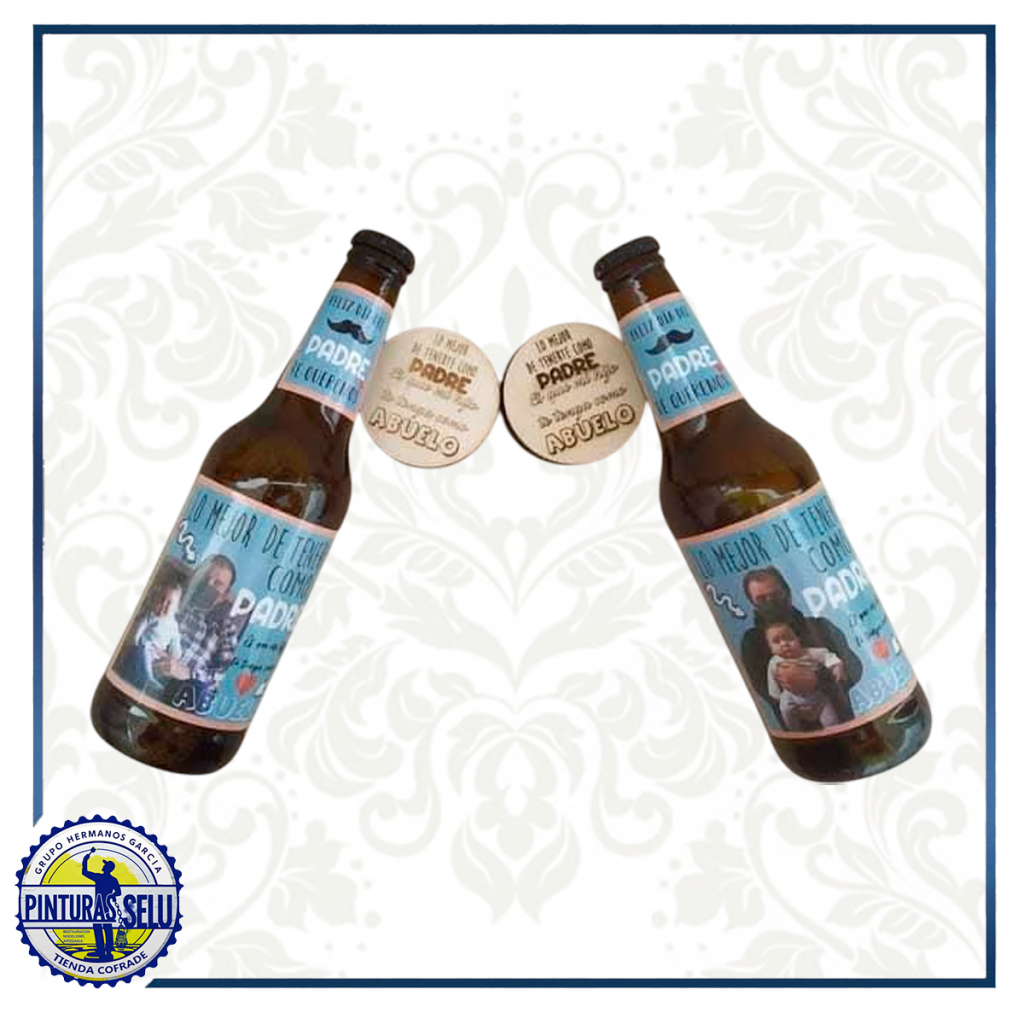 Botellín y abridor grabado