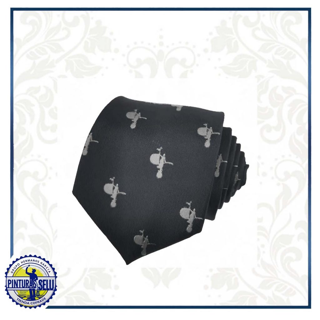 Corbata Giraldillo Negra con Detalles en Gris