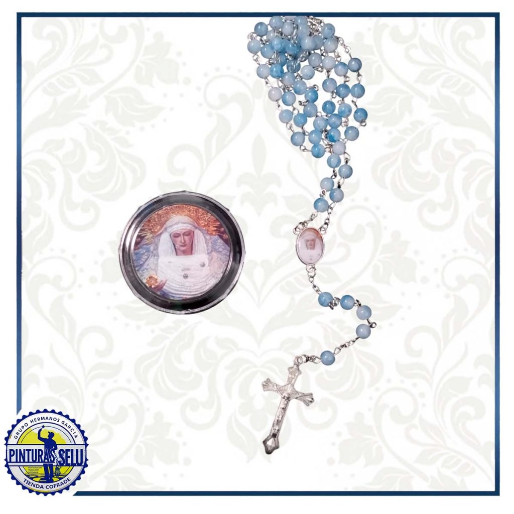 Rosario personalizado perlas azules