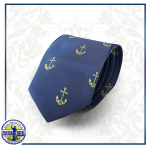 Corbata azul marino con anclas doradas