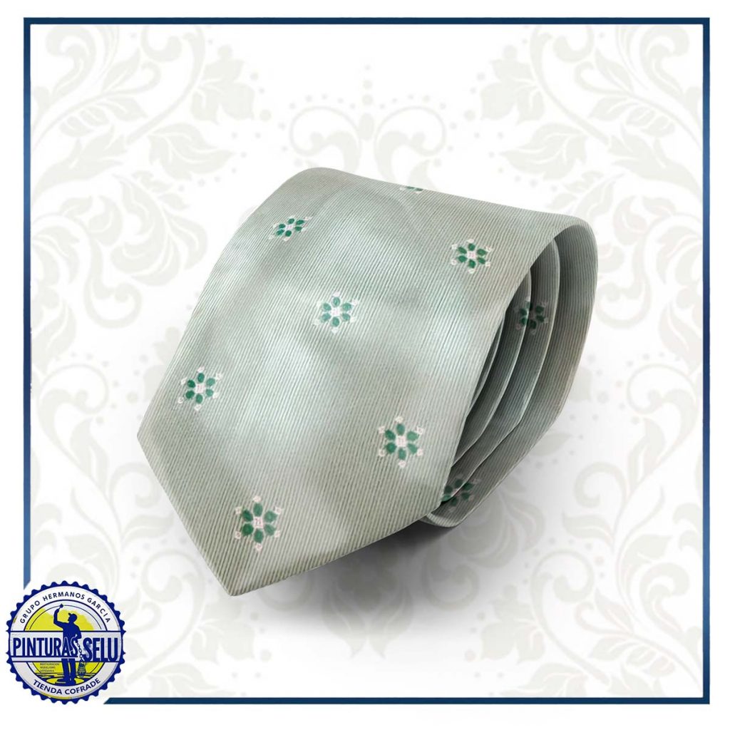 Corbata gris claro con mariquillas de la Macarena
