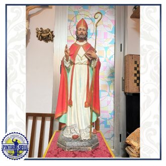San Blas Imagen religiosa 1930-40 de madera policromada al óleo 90 cm